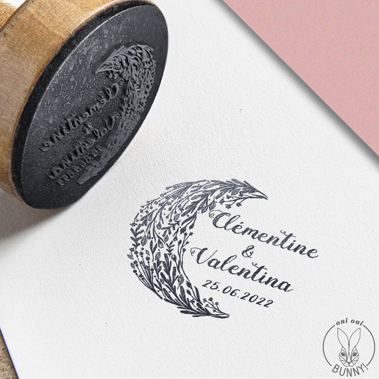 Tampon pour mariage "Lune Fleurie"