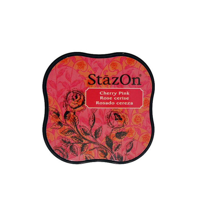 Encreur Tsukineko StazOn Rose Fleur De Cerisier - Format Grand (7.6x4.7 Cm) - Opaque, Résistante à L'Eau, Sèche à L'Air - Pour Tampons Sur Papier, Verre, Céramique...