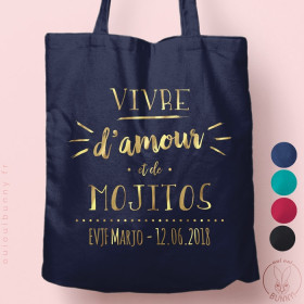 Tote-Bag "Vivre d'amour et de Mojitos" personnalisé Coloré