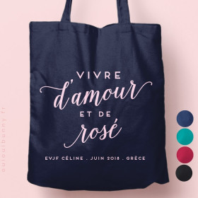 Tote-Bag "Vive d'Amour et de Rosé" personnalisé Coloré