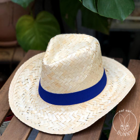 Chapeau Panama avec bandeau Bleu Royal cousu
