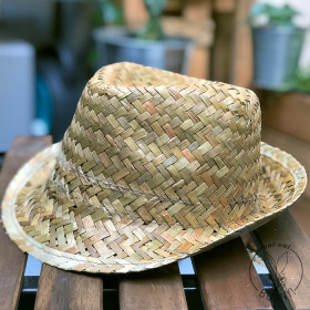 Nouveau Chapeau Trilby en paille naturelle