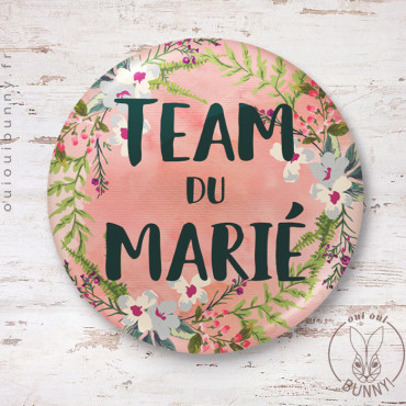 Badge épingle Fleuri Team du Marié
