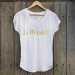 T-shirt blanc La Mariée Col V, texte en doré