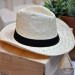 Chapeau de paille blanche Panama avec ruban noir gros grain
