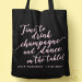 Tote-Bag "Time to Drink Champagne" Noir écriture rose pastel